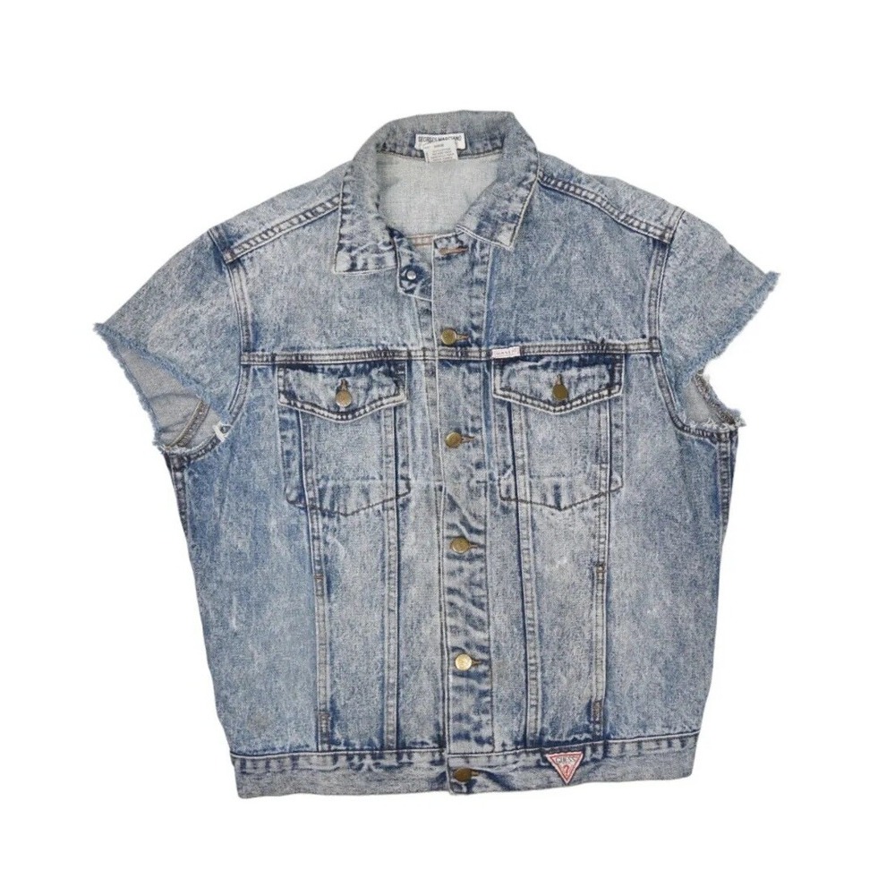 Vintage Guess Jacket Mens Large Acid Wash Denim Cut Off Marciano Made in USA